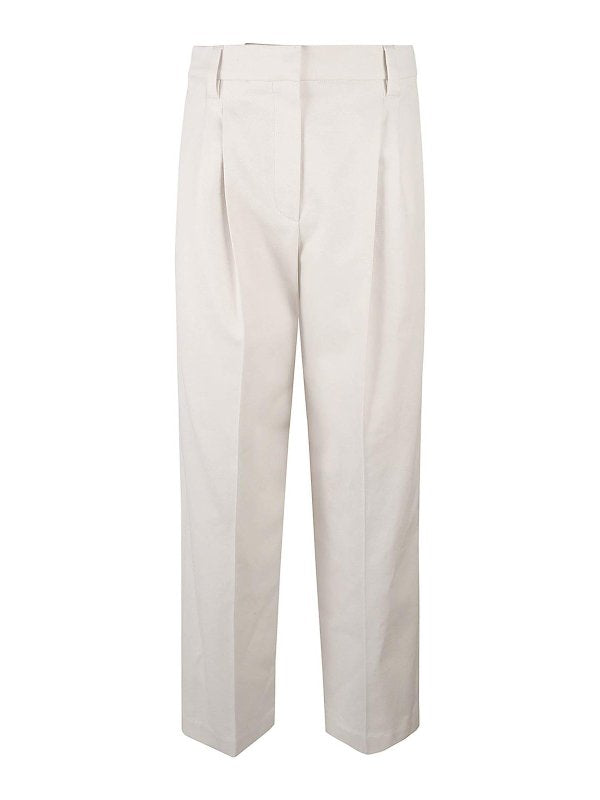 White Cotton Casual Pants