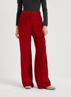Red Cotton Flared Pants