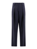 Blue Wool Casual Pants