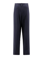 Blue Wool Casual Pants