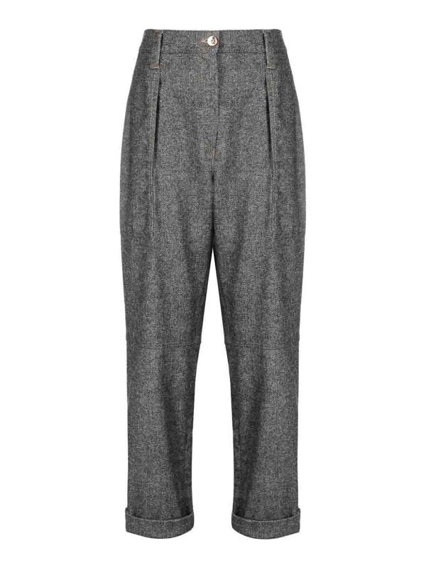 Bicolor Wool Casual Pants