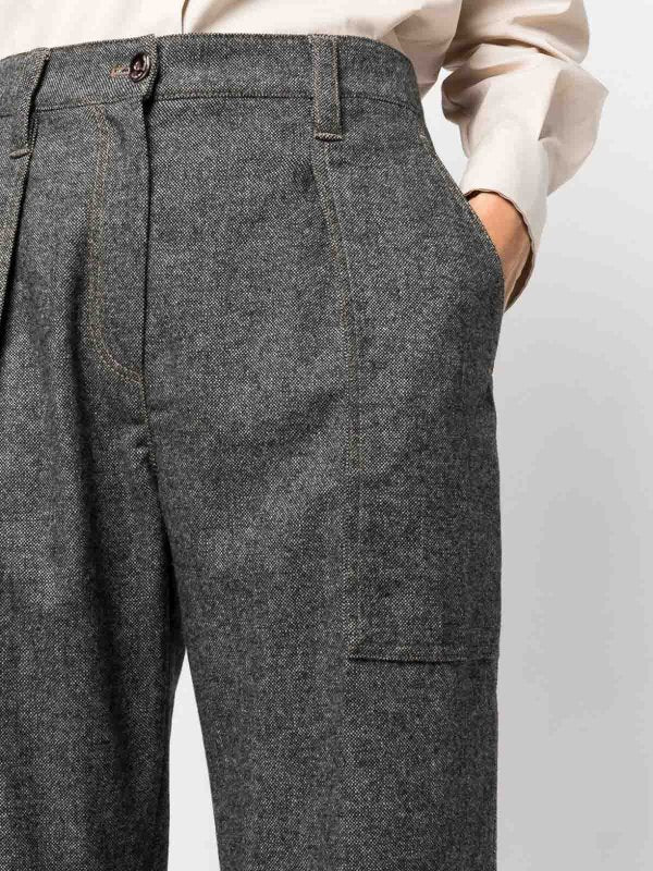 Bicolor Wool Casual Pants