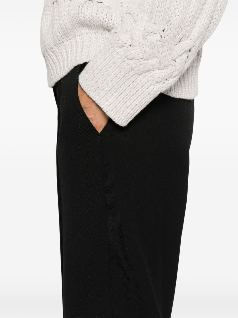 Black Viscose Casual Pants