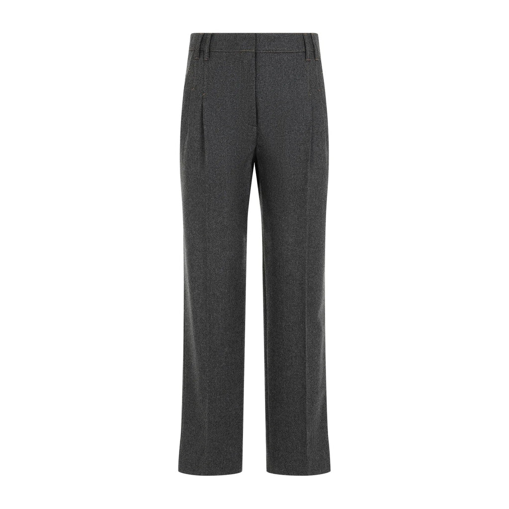 Gray Wool Casual Pants