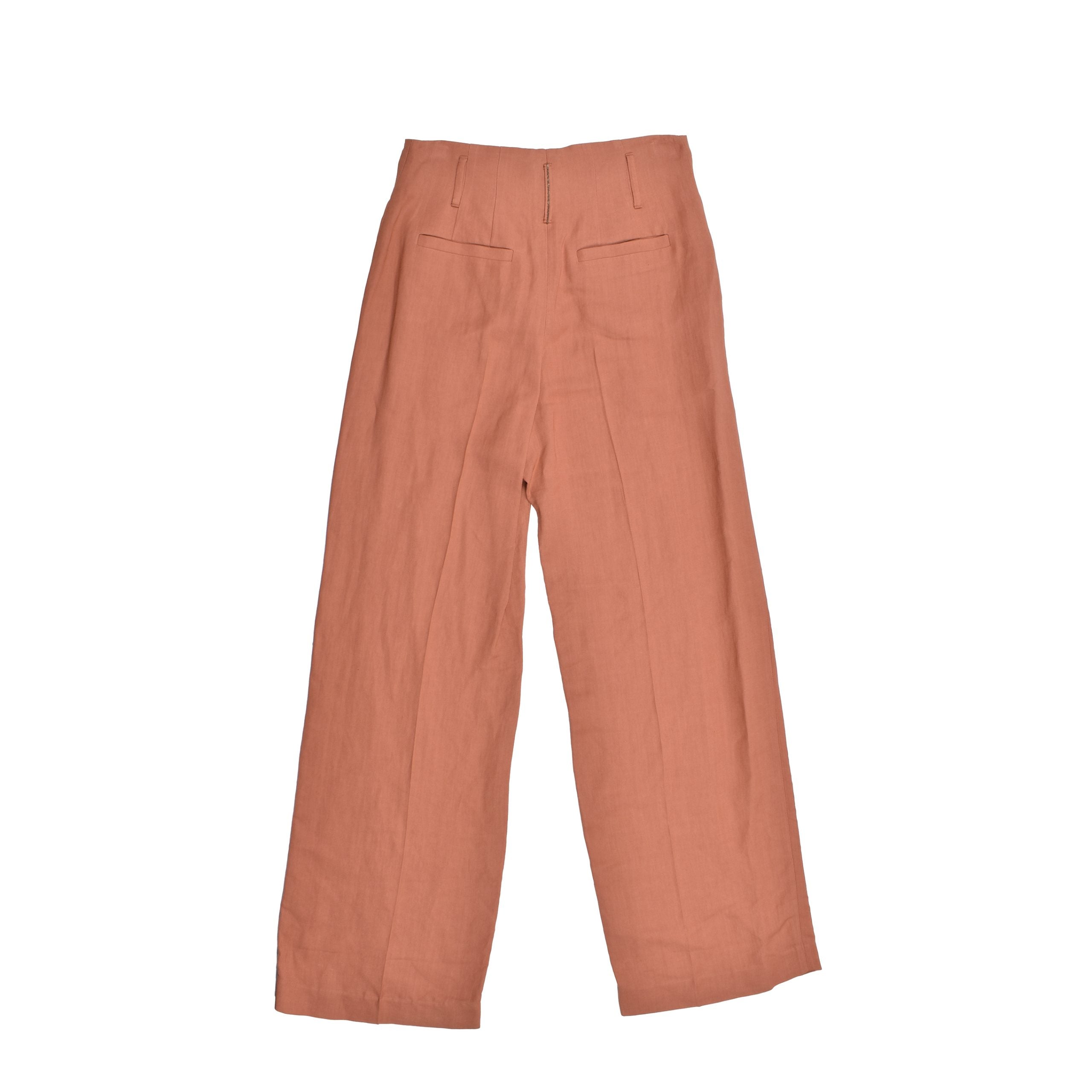 Orange Viscose Casual Pants