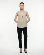 Beige Silk Tank Tops