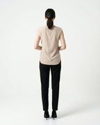 Beige Silk Tank Tops