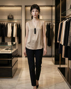 Beige Silk Tank Tops