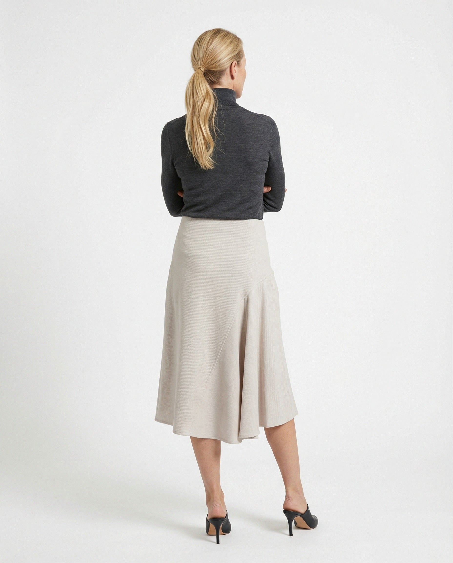 White Cotton Midi Skirt