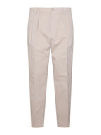 Beige Cotton Casual Pants