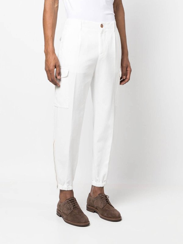 White Cotton Casual Pants