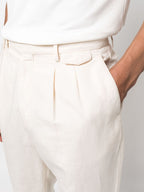 White Linen Casual Pants