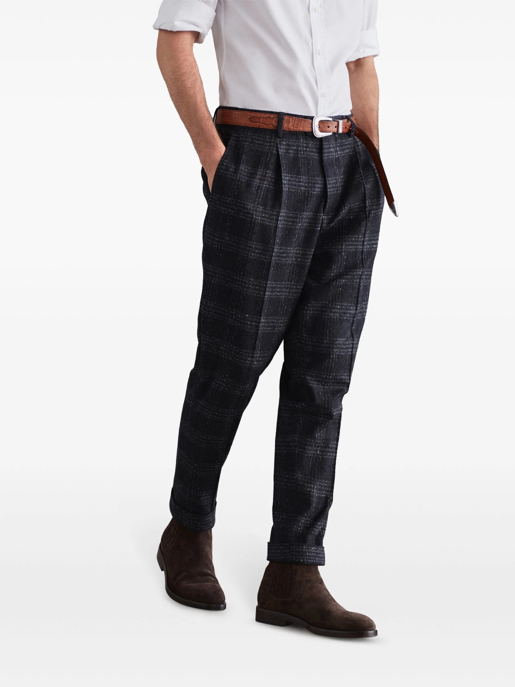 Gray Silk Casual Pants