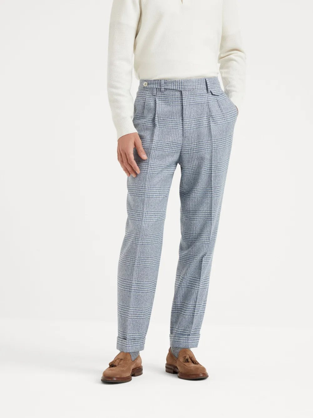 Light Blue Wool Casual Pants
