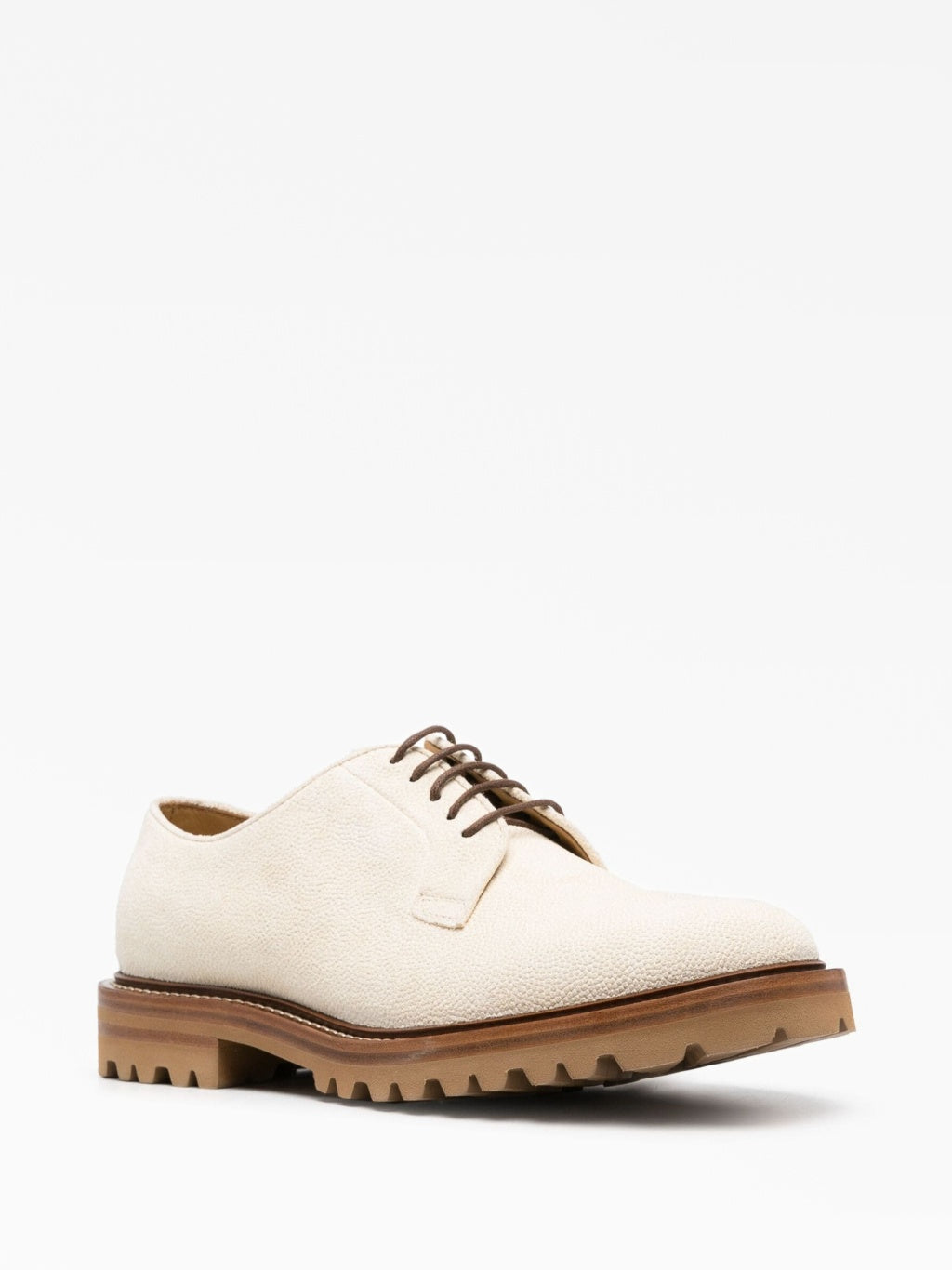 Beige Leather Oxfords And Derbies
