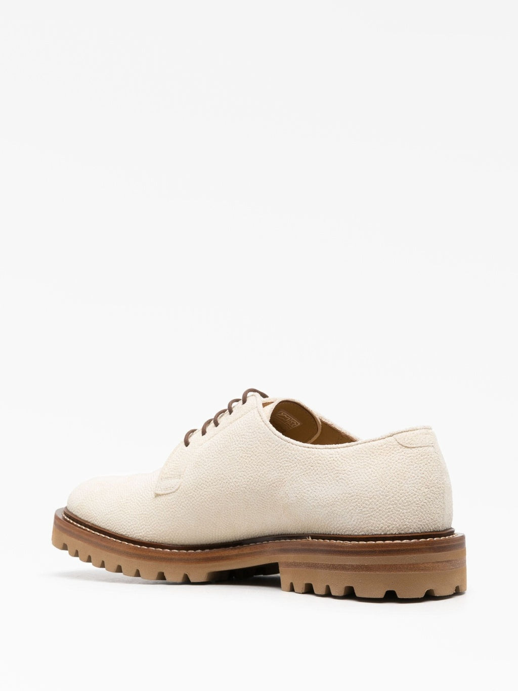 Beige Leather Oxfords And Derbies