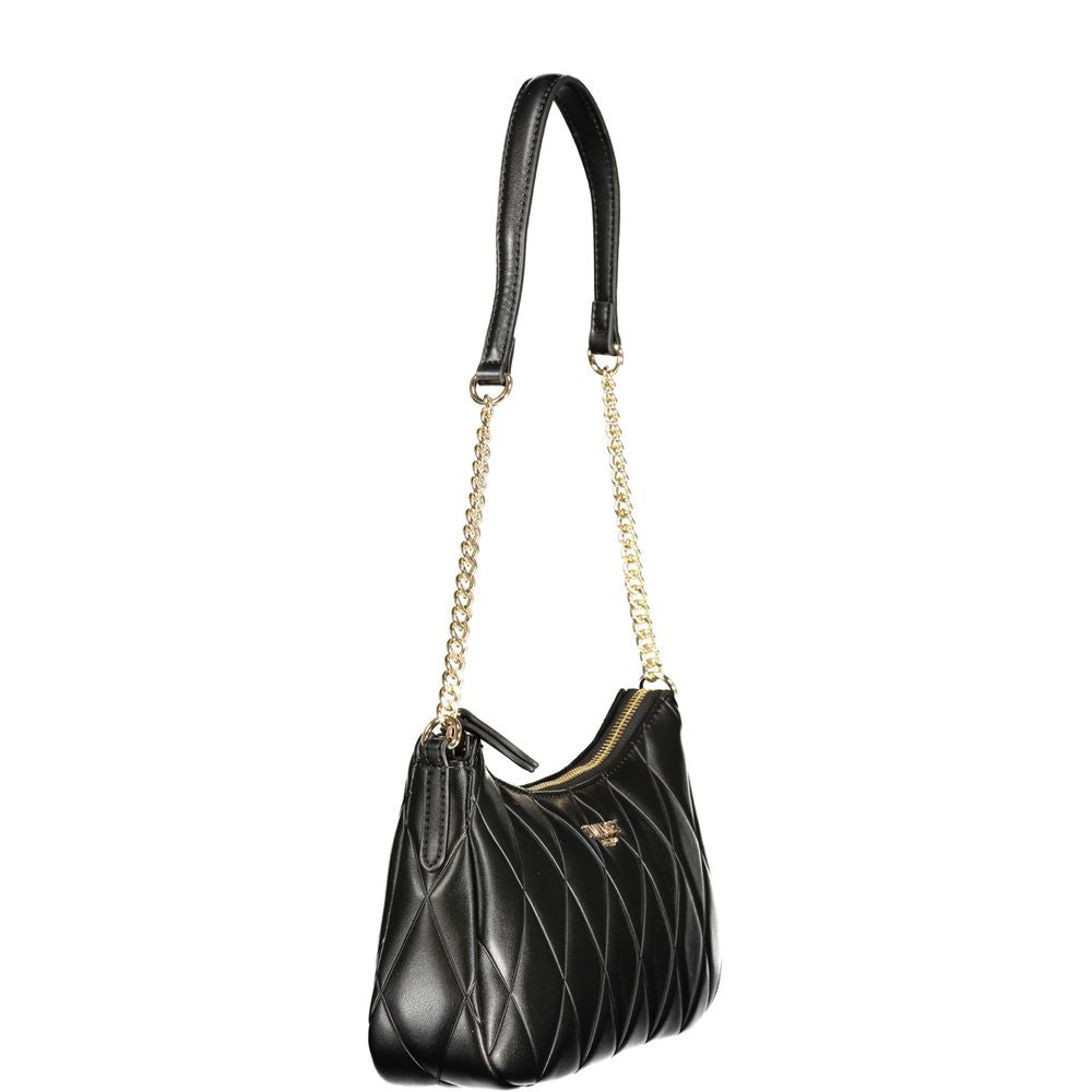 Black Polyurethane Women Shoulder Bag