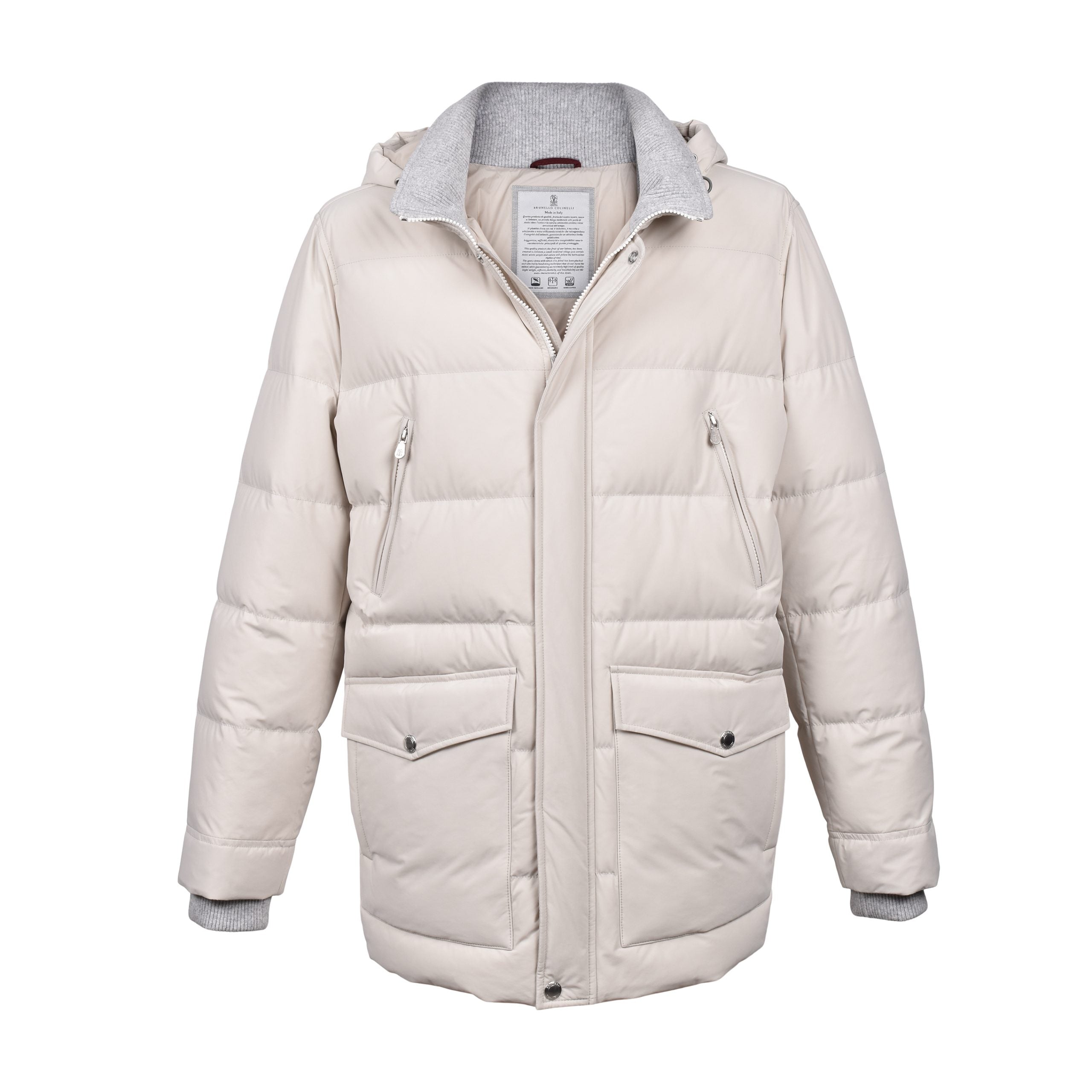 White Polyamide Full-Length Jacket