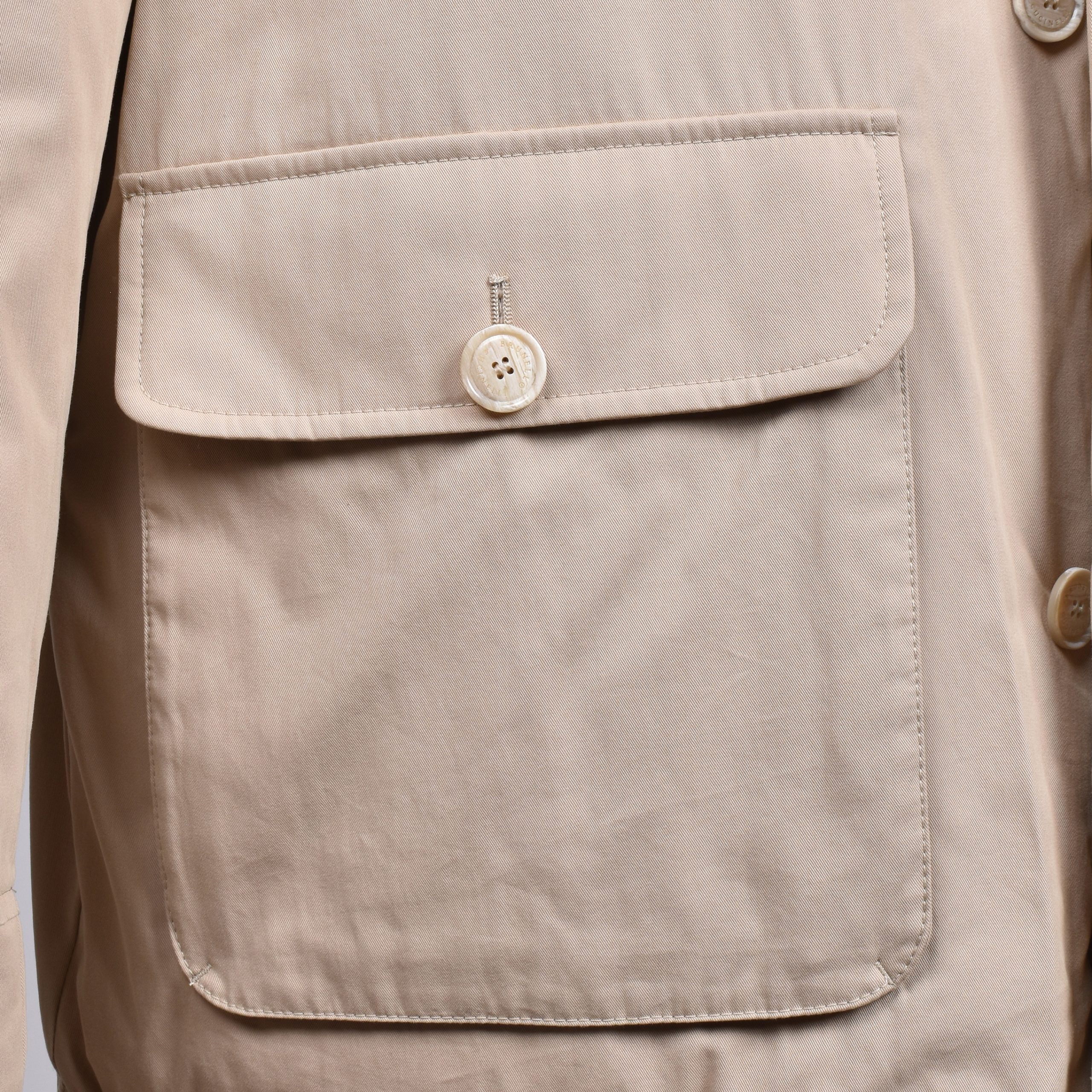 Beige Cotton Full-Length Jacket