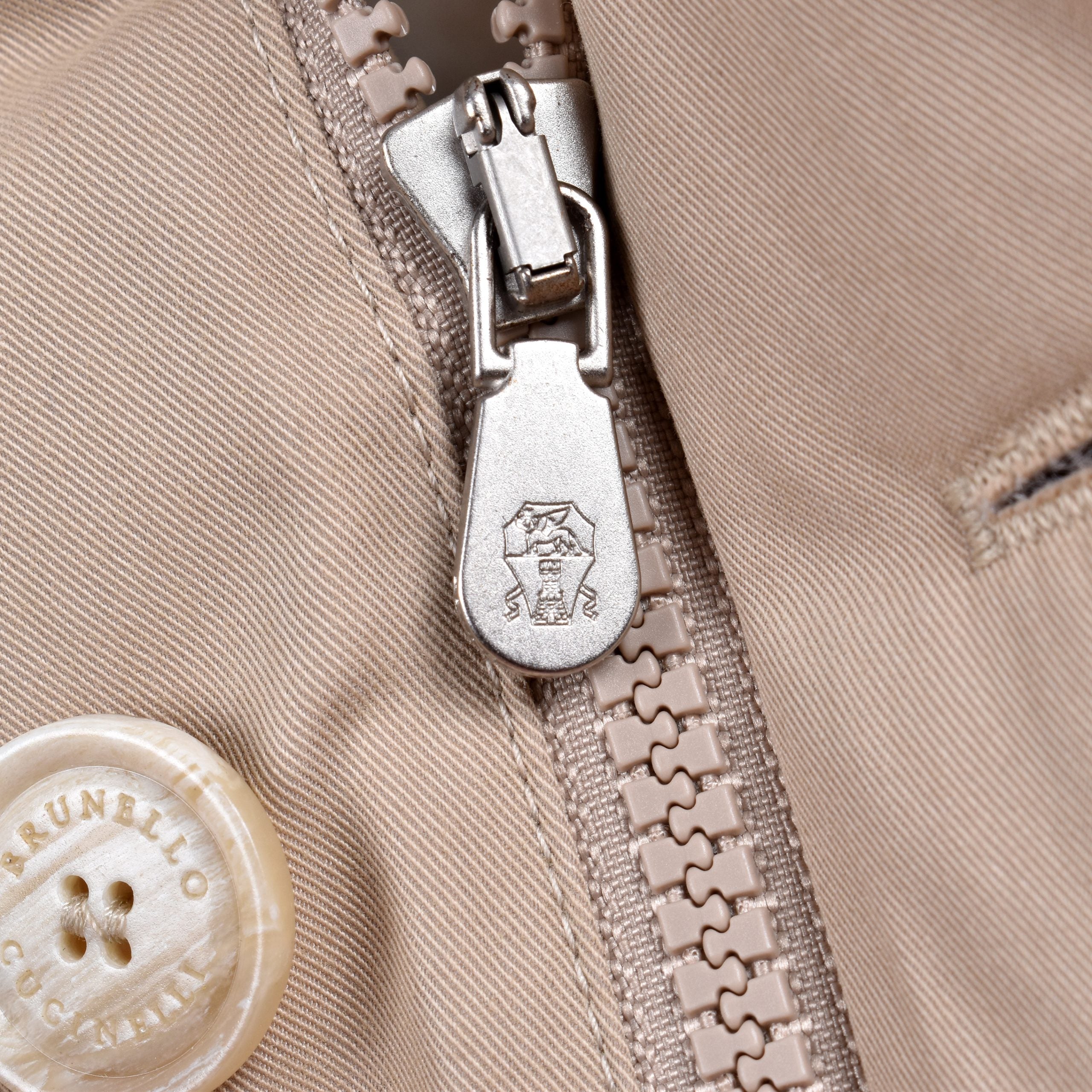 Beige Cotton Full-Length Jacket