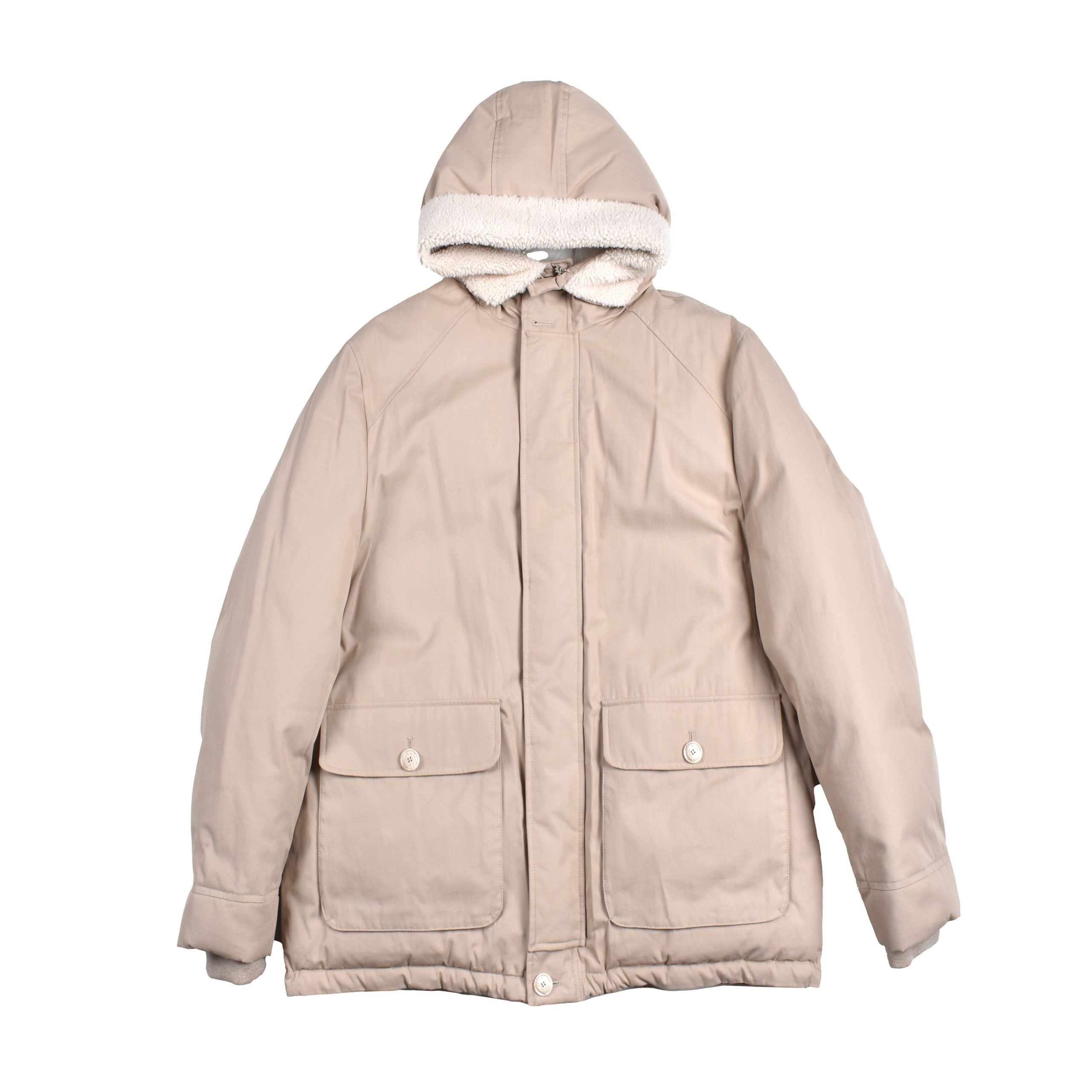 Beige Cotton Full-Length Jacket