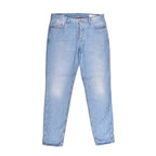 Blue Cotton Straight-Leg Jeans