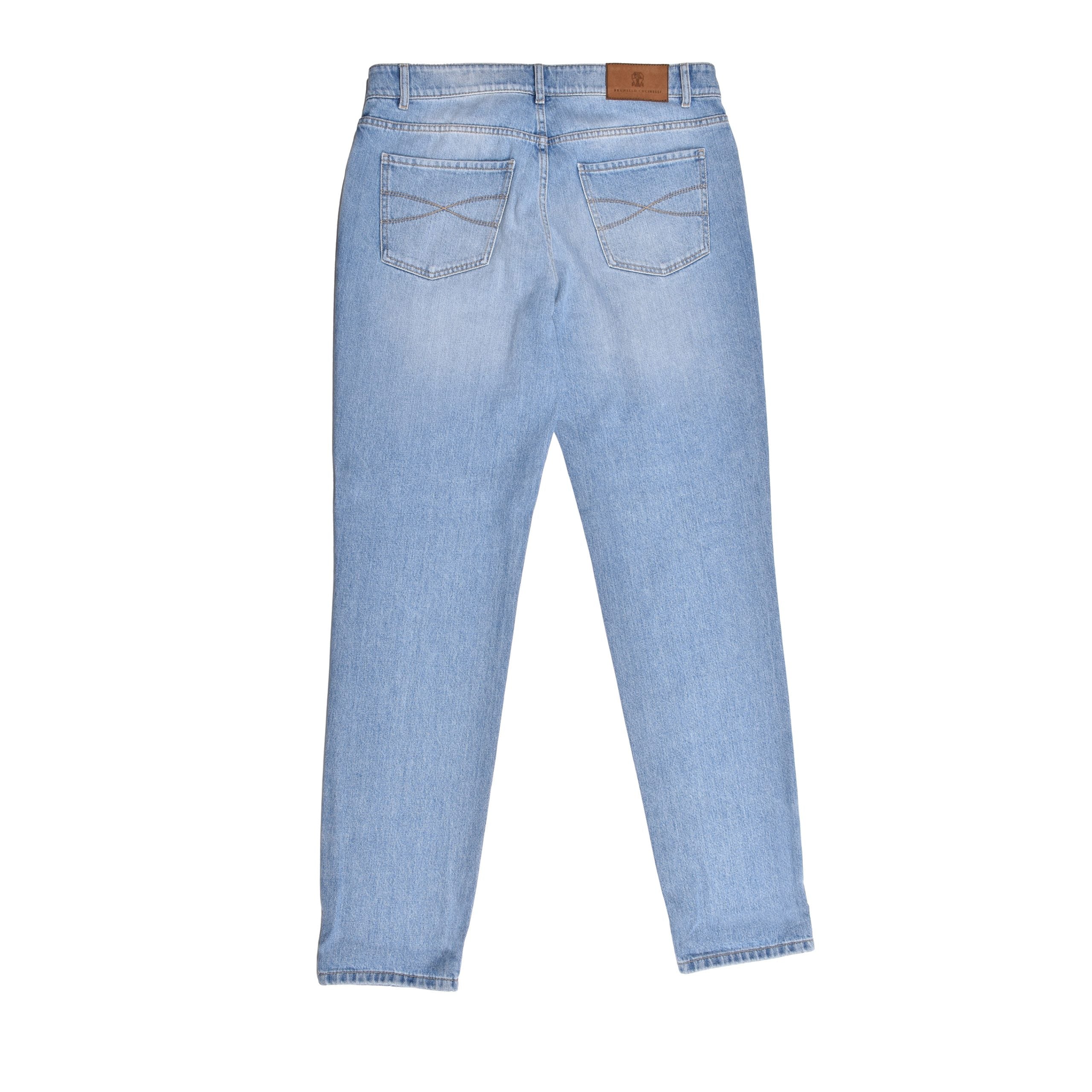 Blue Cotton Straight-Leg Jeans