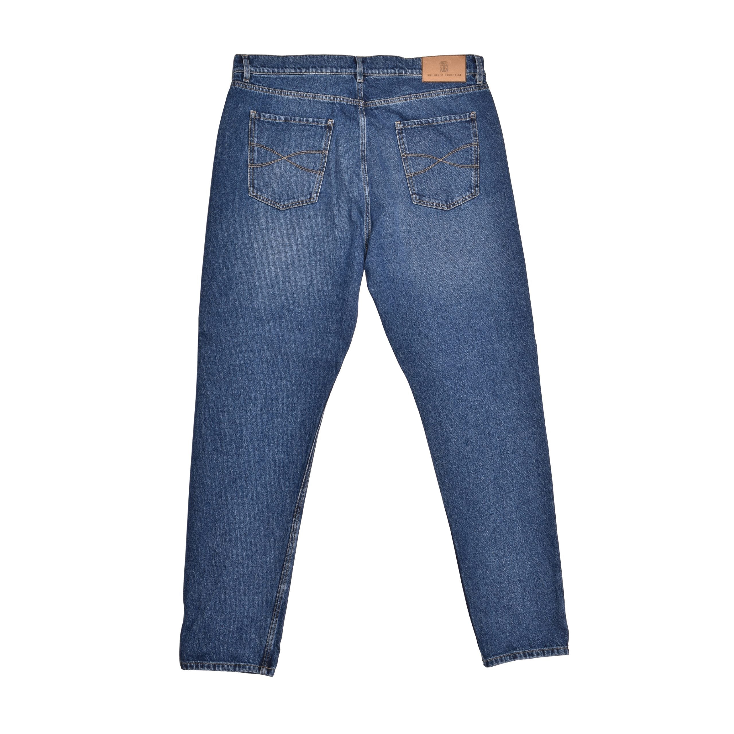 Blue Cotton Straight-Leg Jeans