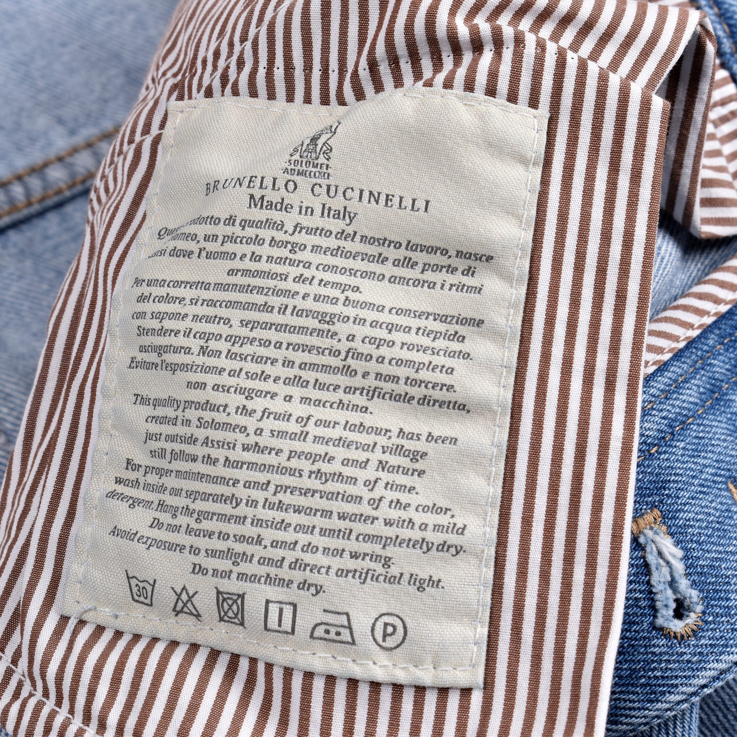 Blue Cotton Straight-Leg Jeans