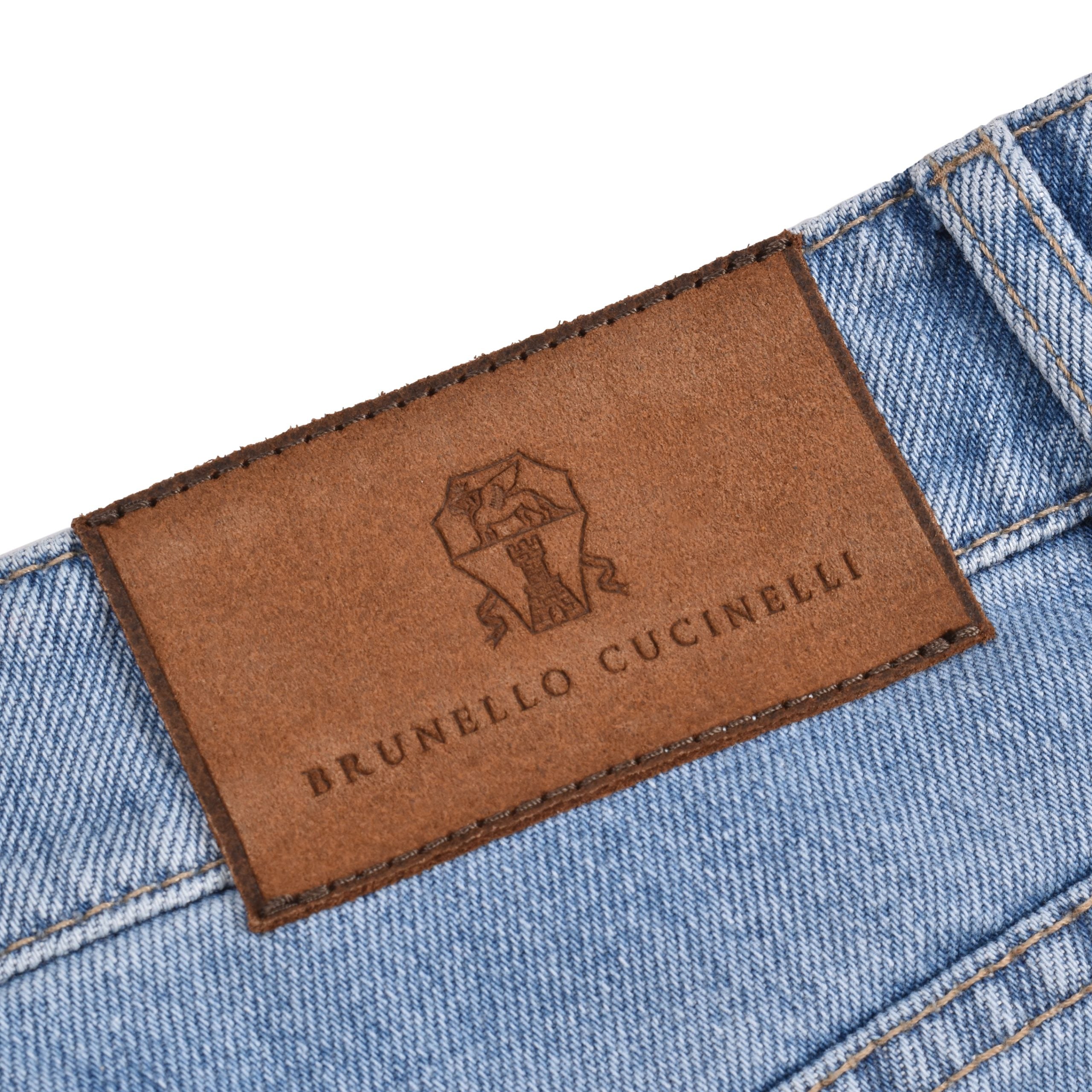 Blue Cotton Straight-Leg Jeans