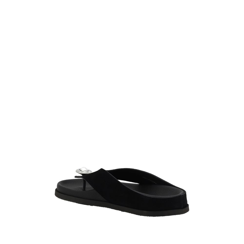 Black Calf Leather Bos Taurus Strap-On Sandals