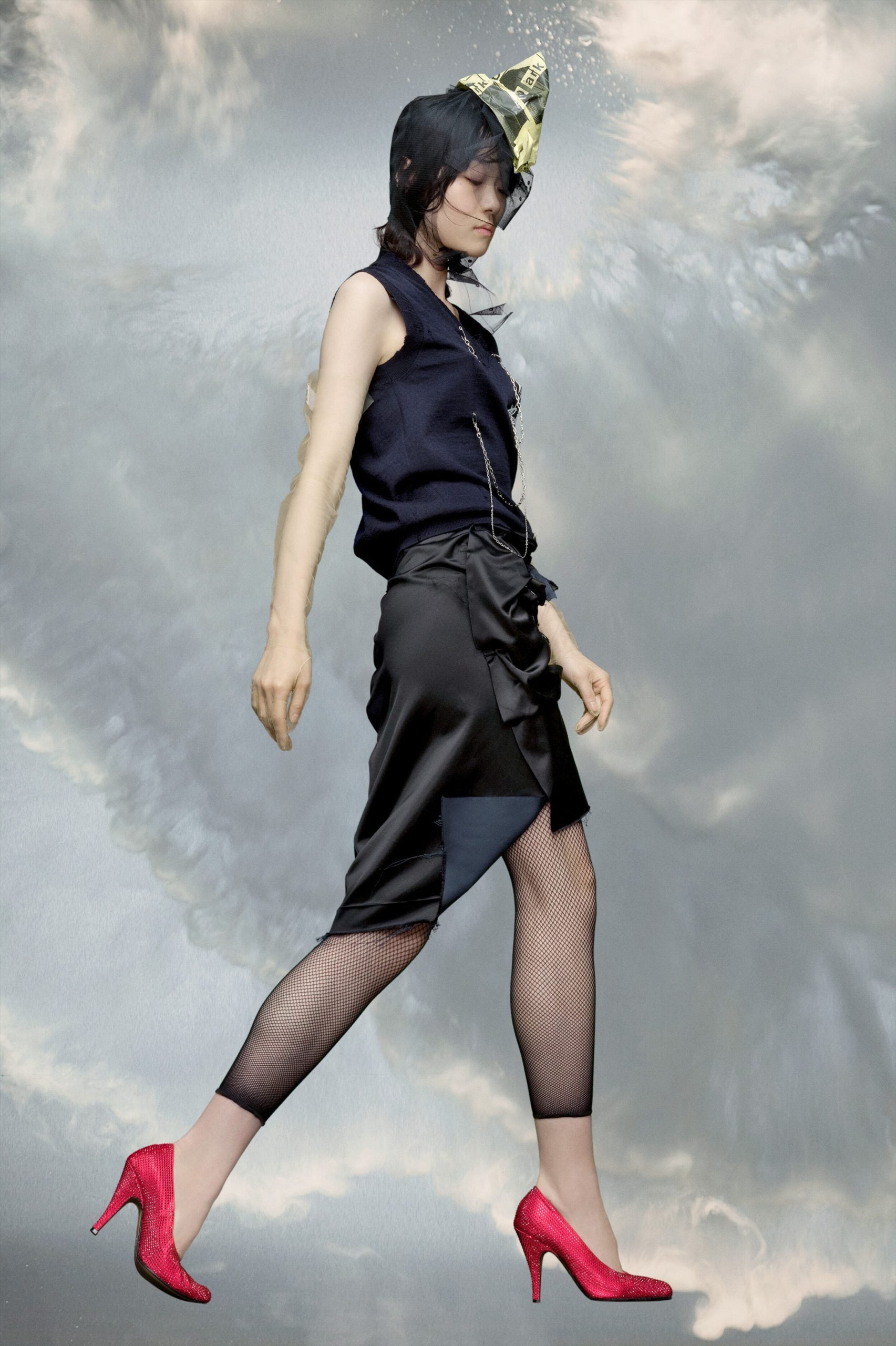 Black Fibres Midi Skirt