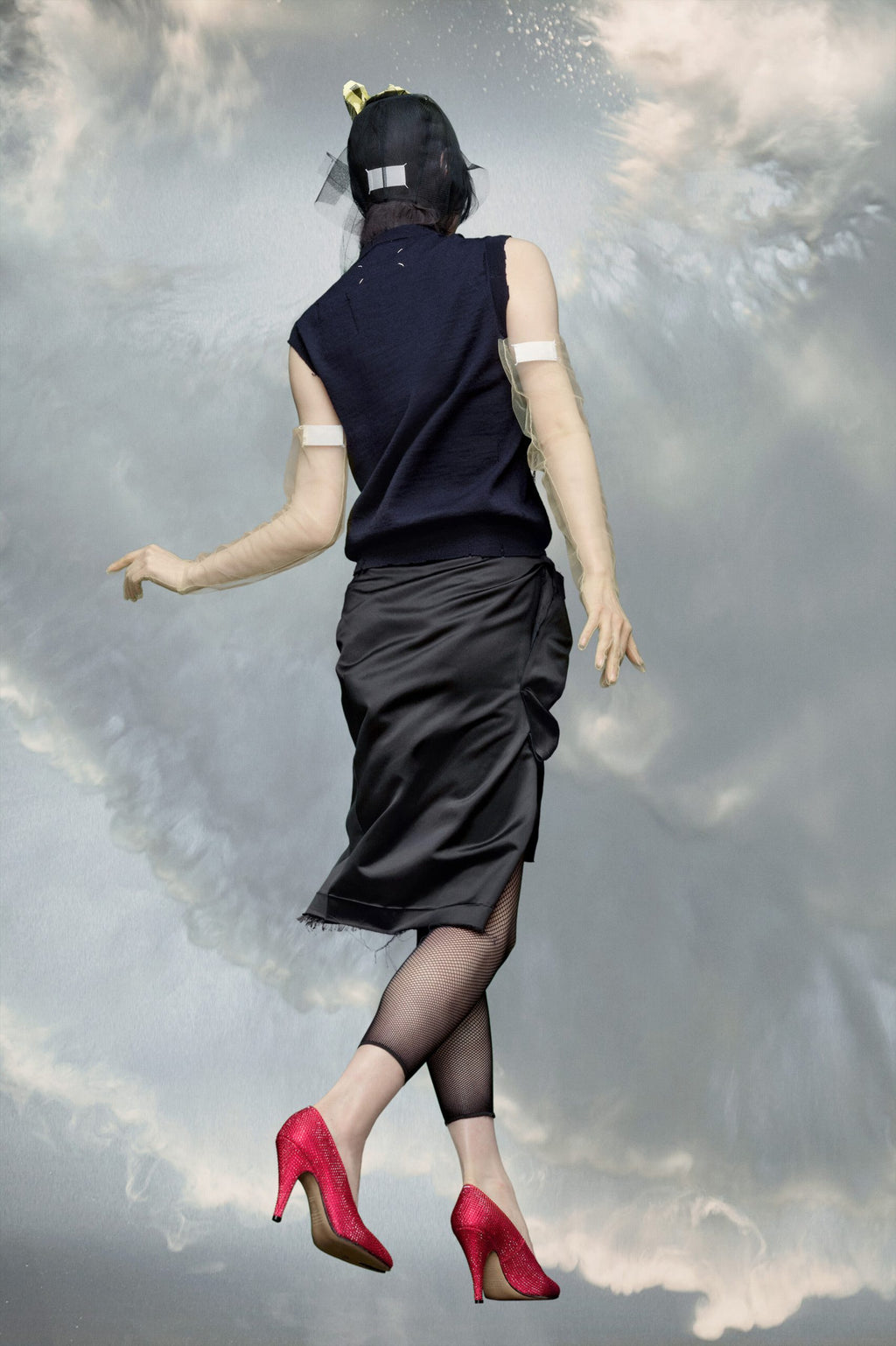 Black Fibres Midi Skirt