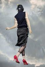 Black Fibres Midi Skirt