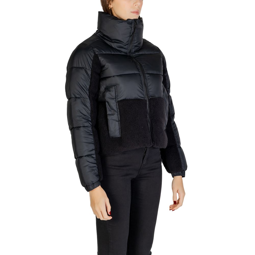 Black Polyester Full-Length Jacket