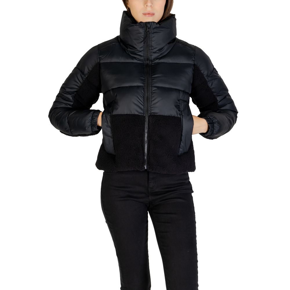 Black Polyester Full-Length Jacket