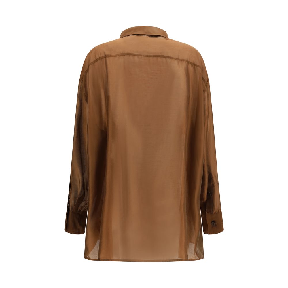 Brown Lycra Dress Shirt