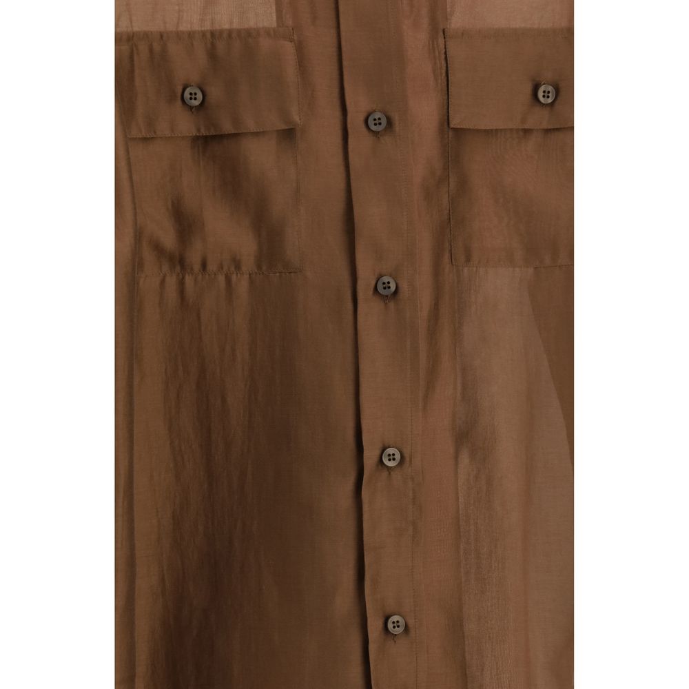 Brown Lycra Dress Shirt