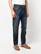 Black Cotton Straight-Leg Jeans