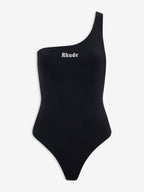Black Polyester One-Piece Swimsuit