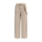 Beige Cotton Relaxed Fit Jeans
