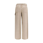 Beige Cotton Relaxed Fit Jeans