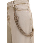 Beige Cotton Relaxed Fit Jeans