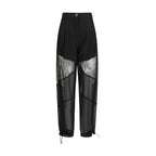 Black Polyester Casual Pants