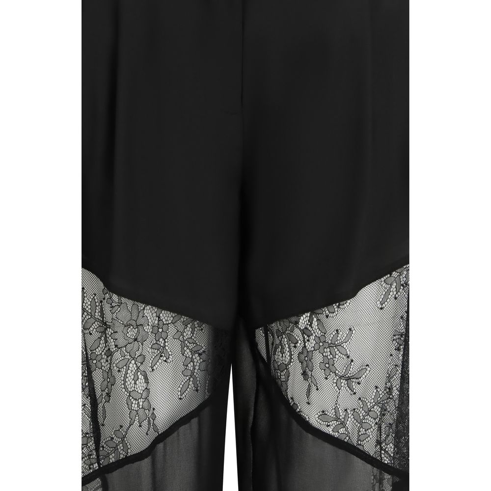 Black Polyester Casual Pants