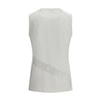 White Cotton Sleeveles T-Shirt