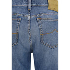 Blue Cotton Straight-Leg Jeans