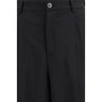 Black Fleece Wool Casual Pants