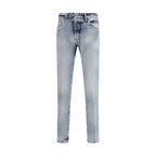 Blue Cotton Straight-Leg Jeans