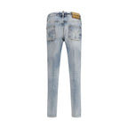 Blue Cotton Straight-Leg Jeans